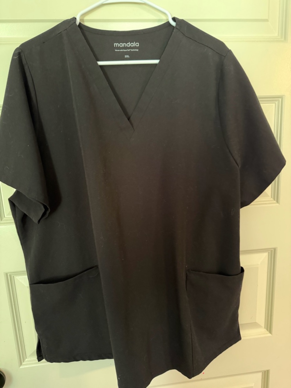Mandala V-Neck Black Scrub Top